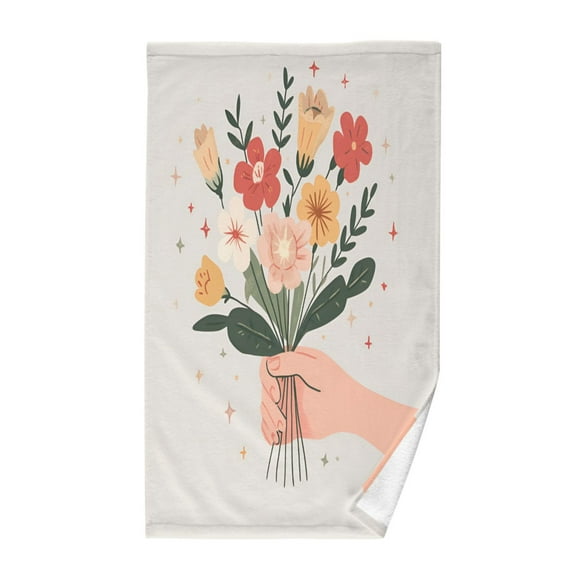 Yayeee 100% Cotton Hand Towels for Bathroom 16" x 28" Kitchen Towel, Yellow Cute Flower