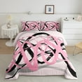 thumbnail image 2 of Manfei Greometric Stripe Lines Bedding Comforter Set,Modern Abstract Art Twin Comforter Sets,Pink Black Striped Bedding Set For Gitls Teens,Breathable Home Decor Reversible,2 Pieces, 2 of 8