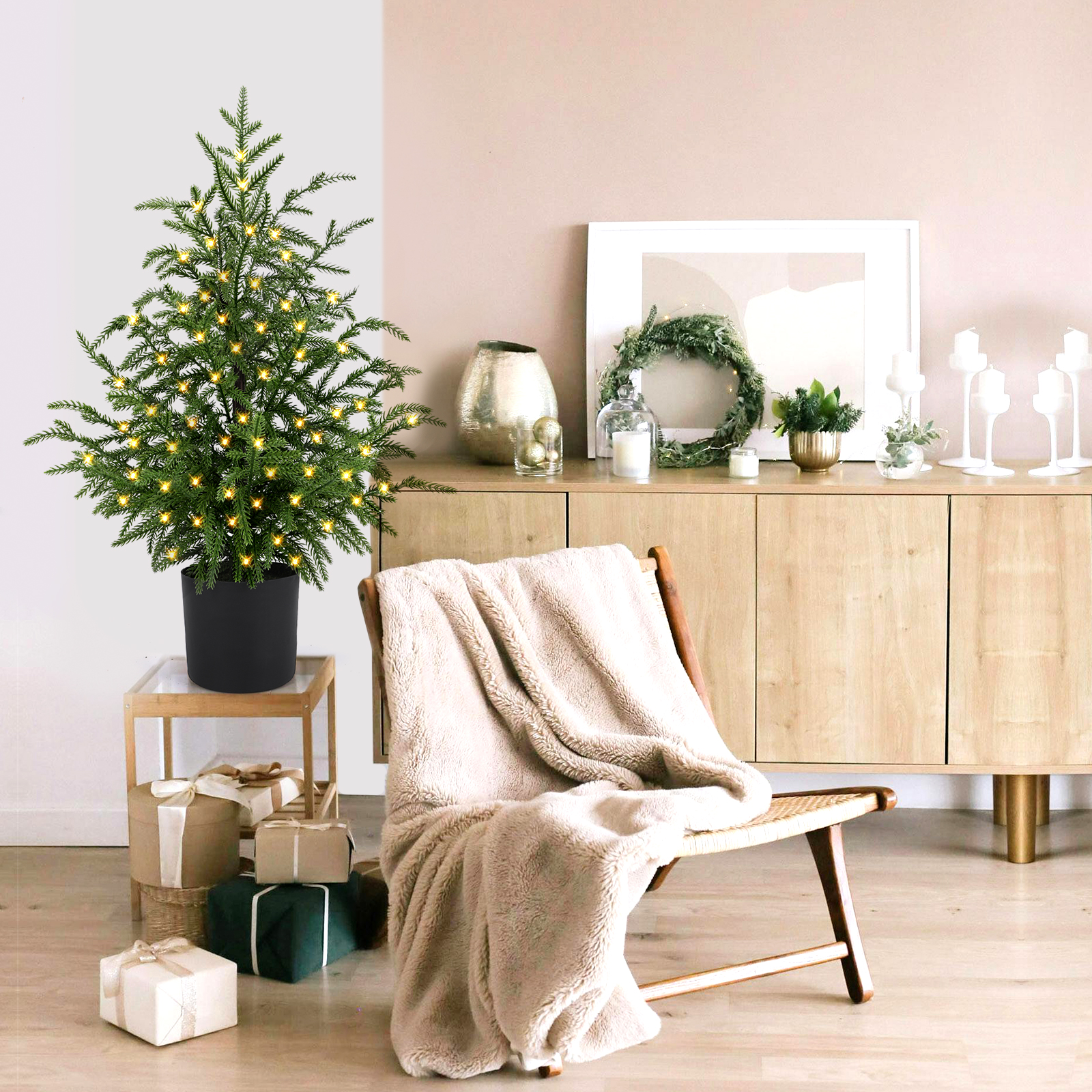 ENVEN 2ft Pre-Lit Norfolk Pine Artificial Tree photo 8