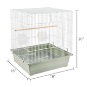 Vibrant Life Small Bird Cage with Perch, Plastic Hooded Cup & Tray for Parakeets & Finches, White