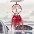 thumbnail image 2 of Atrapasueños para espejo retrovisor de coche con cuentas de cristal, árbol de la vida, pequeño atrapasueños para espejo retrovisor, decoración de guardería, 3 pulgadas de diámetro (rojo), 2 of 7