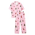 thumbnail image 6 of HAYIMI Women Christmas 2 Piece Pajama Set, Short Sleeve Lapel Button-Down Tops And Pants Set, Xmas Print Loungewear Sleepwear For Relaxed Evenings, 6 of 7