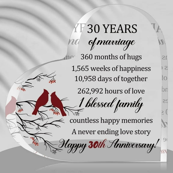 Happy Anniversary Wedding Hearts Acrylic Keepsake Decor For Wife Husband Girlfriend Boyfriend Couple Parent Women Men Marriage Anniversary Birthday Christmas Keepsake Gift (30Th)