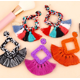 thumbnail image 2 of Pendientes de borla en forma de abanico, pendientes huecos, conjunto de pendientes de aro colgantes, pendientes colgantes bohemios Retro para niñas y mujeres Xemadio HMHZ579-7, 2 of 3