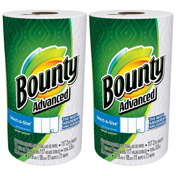 Bounty Rouleau de Serviettes en Papier Absorbantes Avancées Select-A-Size, 2 x Plus, 11 x 7.1 Pouces, Blanc (234 Feuilles)