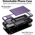 thumbnail image 2 of Case Compatible with iPhone 15 Pro Max with Card Holder Dual Layer Shockproof Wallet Phone Case Hidden Card Slot Sliding Protective Hard Back Slim Case for iPhone 15 Pro Max 6.7'' Grey Purple, 2 of 14