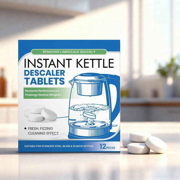 Pastillas descalcificadoras para hervidores | Eliminador de cal de acción rápida para hervidores eléctricos, cafeteras y dispensadores de agua | Limpieza en 15-20 minutos, prolonga la vida útil del