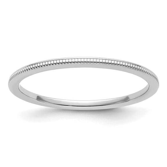Diamond2Deal 14K White Gold 1.2mm Milgrain Stackable Band Ring for Women Size 9.5
