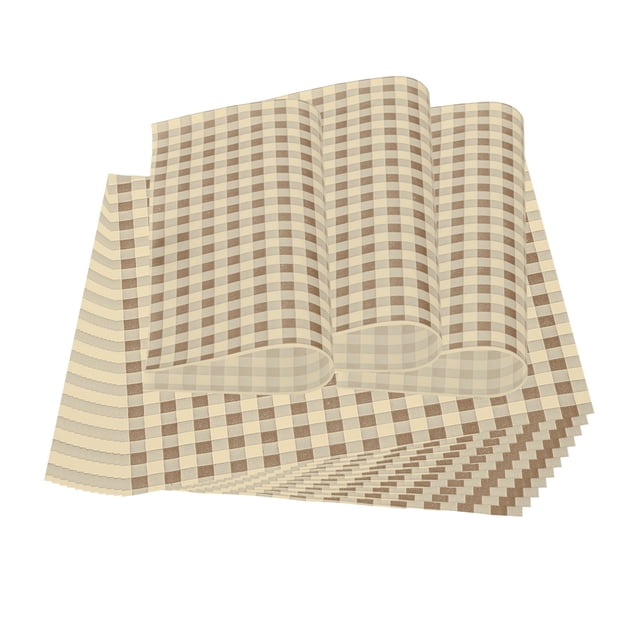 Uxcell 100 Pcs Hojas de Papel Encerado para Alimentos Resistente a la Grasa Papel de Envoltura de Sándwich a Cuadros Café Blanco 8.66'' x 8.66''
