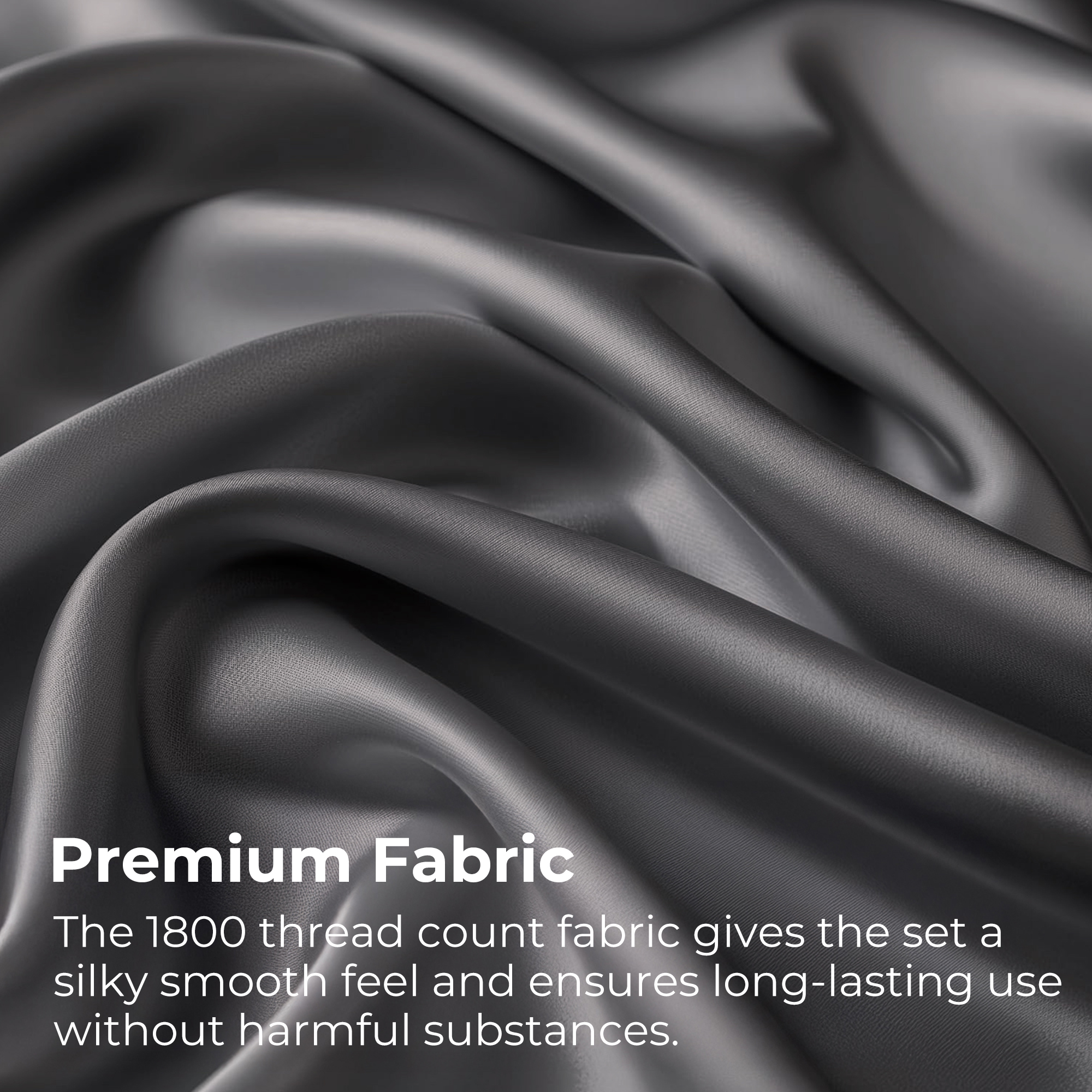 Seasonwood Queen Satin Sheet Set, 4-Piece, Dark Gray photo 4