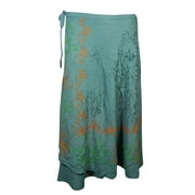 Mogul Floral Embroidered Wrap Skirt Rayon Summer Fashion Indian Beach Cover Up Skirts