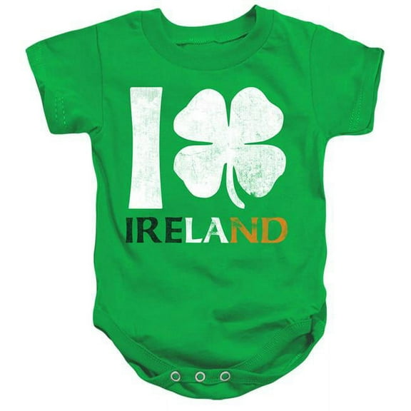 Trevco GSA1245-SS-1 I Love Ireland-Infant Snapsuit, Kelly Green - Small - 6 Months