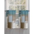 thumbnail image 3 of Tier Curtains 45 Inches Long, Teal Blue Window Treatment Curtain Drapes, Brown White Minimalist Retro Smear Ombre Art Window Half Privacy Curtains for Bedroom Bathroom, 42"x45", 2 Panels, 3 of 7