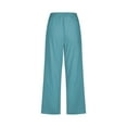 thumbnail image 5 of YFELWZ Womens Plus Size High Waisted Wide Leg Pants Drawstring Elastic Trousers Straight Leg Long Pants With Pockets Sky Blue L, 5 of 5