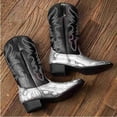 thumbnail image 3 of Men’s Western Cowboy Boots, Snake Print Embroidered Mid-Calf Boots, Pointed Toe with Metal Tip, Classic Pull-On Design Slip-Resistant Sole, 3 of 6