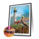 thumbnail image 1 of Cuadros Decorativos Cuadro de taladro redondo completo de faro frente a la playa de pintura de diamante (A3799) Tmvgtek embutido en tela, 1 of 7