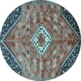 thumbnail image 1 of Ahgly Company Indoor Round Persian Light Blue Traditional Area Rugs, 5' Round, 1 of 4