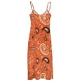 thumbnail image 5 of Orange Paisley Fabric Floral Pattern Design Design Sleeveless Dress Woman Fashion Long Dresses Women's Summer Suit Dress 2025, 5 of 7