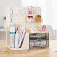 thumbnail image 7 of Vivin Desk Organizer, Small 2 Drawer Unit and Pen Holders, Multi-Purpose Pegboard organizer For Home Office, Cream, 7 of 7
