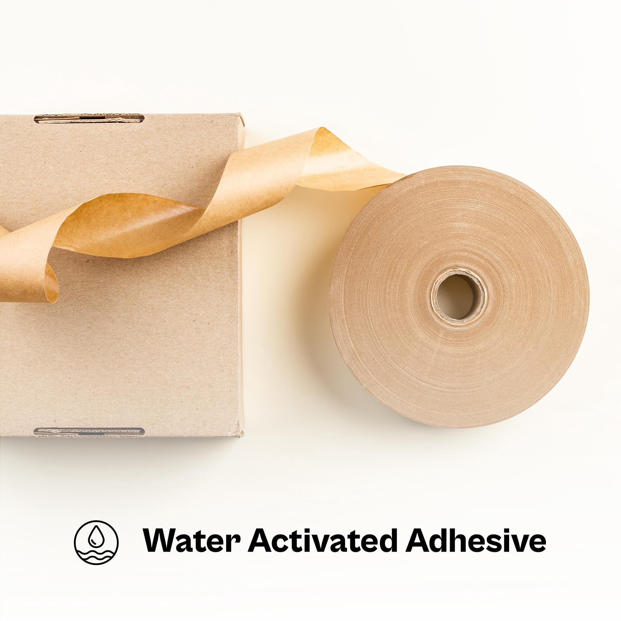 MMBM Non-Reinforced Kraft Tape 72 mm x 200 Yards, Water-Activated Adhesive, Strong Packaging Seal, 10 Rolls