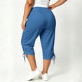 thumbnail image 5 of SwiftWear Women's Plus Size Capri Pants with Pockets Drawstring Hem Split Athletic Lounge Pants Soft Stretch Casual Summer Joggers, 5 of 8