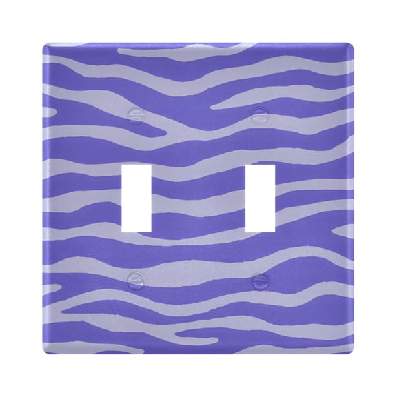 Light Purple Zebra Pattern Toggle Switch Wall Plate 2-Gang Unbreakable Durable PC Flush Fit Round Edge 4.48x4.56in