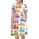 thumbnail image 1 of Easygdp Doodle Cars para Vestido Transpirable de Mujer, Vestido Suelto de Manga Corta con Pliegues y Bolsillos para el Verano, 1 of 6