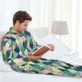 thumbnail image 6 of Naloa Flamingo Men’s Pajamas Set - Long Sleeve Button Down Sleep Shirt and Pajama Bottoms Sleepwear Set-Medium, 6 of 7