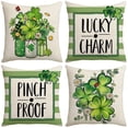 thumbnail image 2 of KOYPTL St.Patrick's Day Decorations Pillow Covers 18 x 18 Inch Set of 4 Green Shamrock Heart Lucky Charm Buffalo Plaid Pillow Cases for Home Sofa Couch Cushion Decor, 2 of 6
