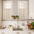 thumbnail image 3 of 3 Piece Kitchen Curtains and Valances Set Beige Baroque Cafe Curtains 36 Inch Length Retro Farmhouse Abstract Scroll Floral Valance & Tier Curtain for Living Room Bedroom Window 54"x18"+27"x36"*2, 3 of 6