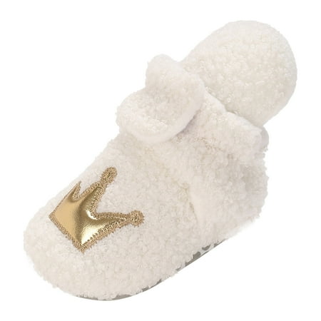 Kureaily Baby Boots Autumn And Winter Pattern Thickened Warm Cute Non Slip Shoes Baby by Shoes Booties for Babies 6-12 Months 12-18 Months