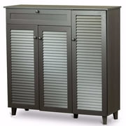 Baxton Studio Pocillo 3 Door Shoe Cabinet in Dark Brown