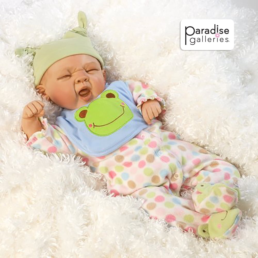 Paradise Galleries Realistic Reborn Baby Boy Doll, Sleepy Frog, 20 inch