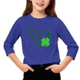 thumbnail image 1 of T-Shirt de la Saint-Patrick pour Filles, Mignon T-Shirt Graphique à Manches 3/4 Col Rond avec Imprimé Irlandais, Hauts Décontractés Printemps Été pour Vacances, Fête d'Anniversaire et Usage Quotidien Bleu 120, 1 of 5