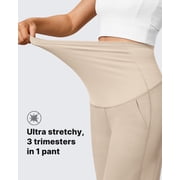 G4Free Maternity Pants Over The Belly Yoga Dress Work Pregnancy Pants Stretchy Lounge Wide Leg Trousers with Pockets