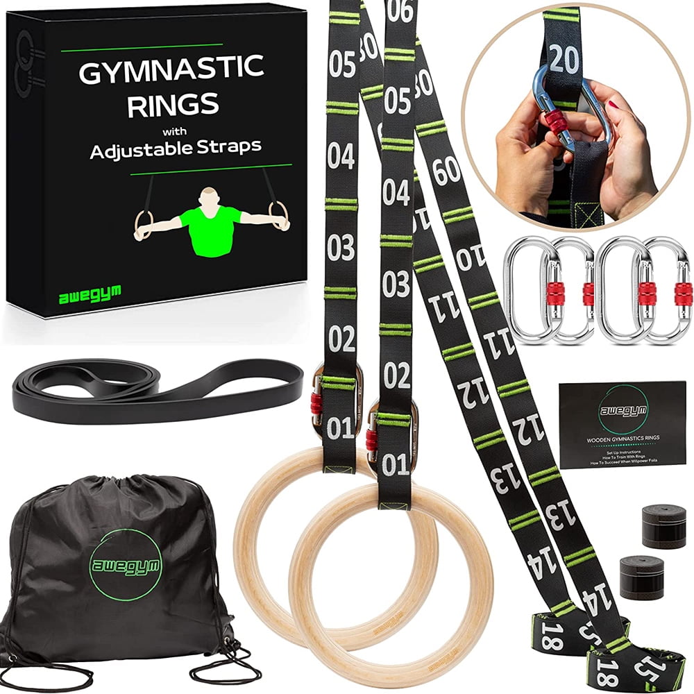 Gymnastic Rings With Adjustable Straps, 1.1" Olympic Rings