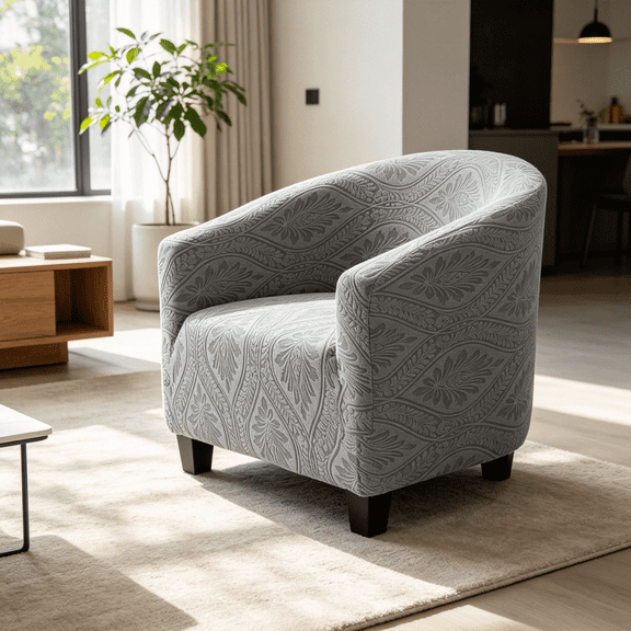 XIBUFE Club Chair Slipcover Stretch Barrel Chair Covers,1 Piece Tub Chair Slipcovers Washable Armchair Covers Sofa Cover Removable Couch Furniture Protector for Living Room (Dark Gray)