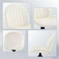 thumbnail image 5 of Velvet Swivel Office Chair No Wheels, Small Comfy Mid Century Armless Desk Chair, Cute Swivel Vanity Chair No Wheels for Small Spaces, Bedroom,Living Room,Home Office, Cream, 5 of 16