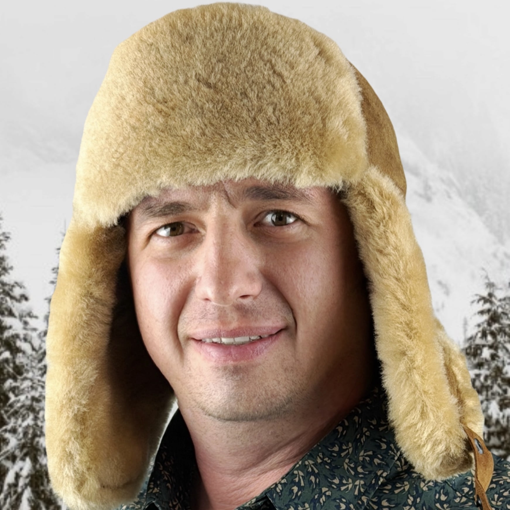 Leather Aviator Russian Ushanka Trapper Shearling Sheepskin Fur Ear Flap Waterproof Winter Hat (US, Alpha, X-Large, Cognac)