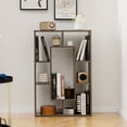 thumbnail image 2 of Topbuy 35.5” Geometric Bookshelf Open-back Bookcase w/ 7 Cubes Free-standing Storage Shelf Unit w/ Anti-Toppling Devices Gray, 2 of 9