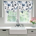 thumbnail image 5 of Spring Floral Tie Up Curtain 63 Inches Long, Dark Blue Flower Green Leaf Watercolor Farmhouse Balloon Style Kitchen Window Curtain Over Sink, Small Window Rod Pocket Curtain 46"x63", 5 of 9
