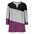 thumbnail image 5 of Qulqfy Spring Tops for Women Plus Size 3/4 Sleeve Tunic Shirts Henley Dressy Casual Fall Color Block Tops Dressy Casual Blouses for Women S, 5 of 5