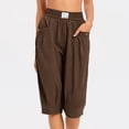 thumbnail image 3 of SHE IS Womens Baggy Harem Capri Pants Wide Leg Lounge Elastic Waist Sweatpants Casual Beach Trousers with Pockets, 3 of 6