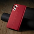 thumbnail image 5 of Premium PU Leather Flip Folio Case for Samsung Galaxy S21 FE, Protective Case with Kickstand Card Slot Magnetic Closure Shockproof Wallet Cover - Red, 5 of 14