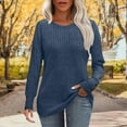 thumbnail image 6 of BiZtdJrK Womens Ribbed Knit Sweaters Solid Casual Button Cuffs Long Sleeve Shirts Fashion Clothing Tunics or Tops Wear with Leggings, Navy, L, 6 of 8