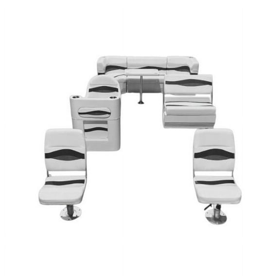 Horizon Manufacturing Elite Pontoon Furniture Set 13PC Elite 006 White/Red/Charcoal