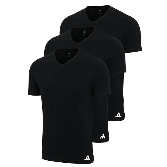 adidas Men T-Shirt, 3-pack - V-Neck Shirt, Active Core Cotton, solid colour Black M (Medium)