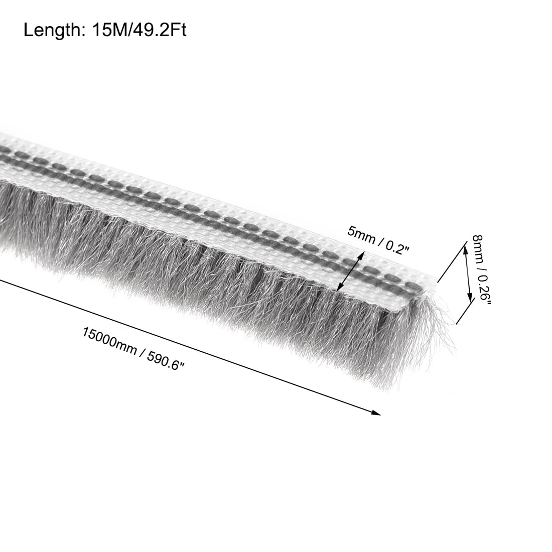 Unique Bargains Brush Weather Stripping Card-Slot Seal Strip 0.2"x0.24" 49.2Ft
