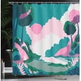 thumbnail image 3 of Ambesonne Landscape Shower Curtain, Lake View Nature Scene, 69"Wx75"L, Pink and Teal, 3 of 4