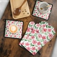 thumbnail image 5 of Pioneer Flower Kitchen Oven Mitt and Pot Holder Sets 4 Pcs for Baking, Cooking and Grilling, Heat Resistant Up To 392 °F, 5 of 7